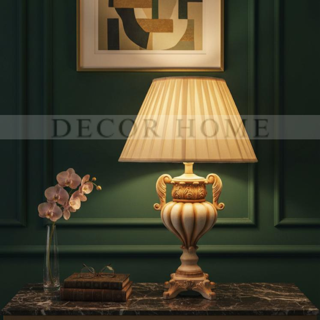 Medieval Golden-White Resin Table Lamp