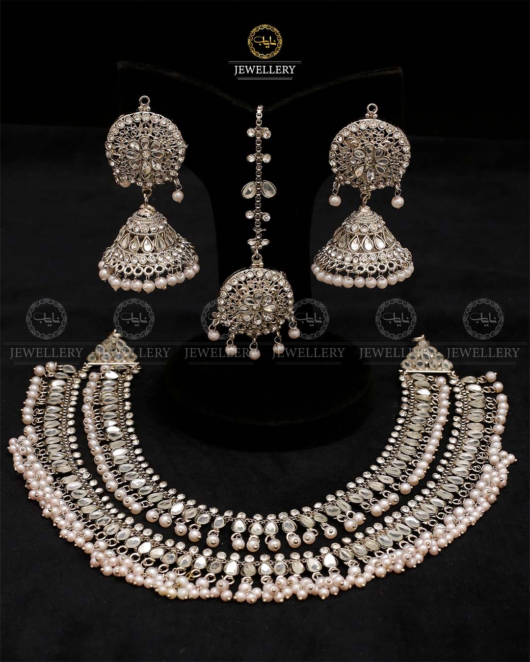 2 layers Kundan Mala with Jhumka Tika-2523