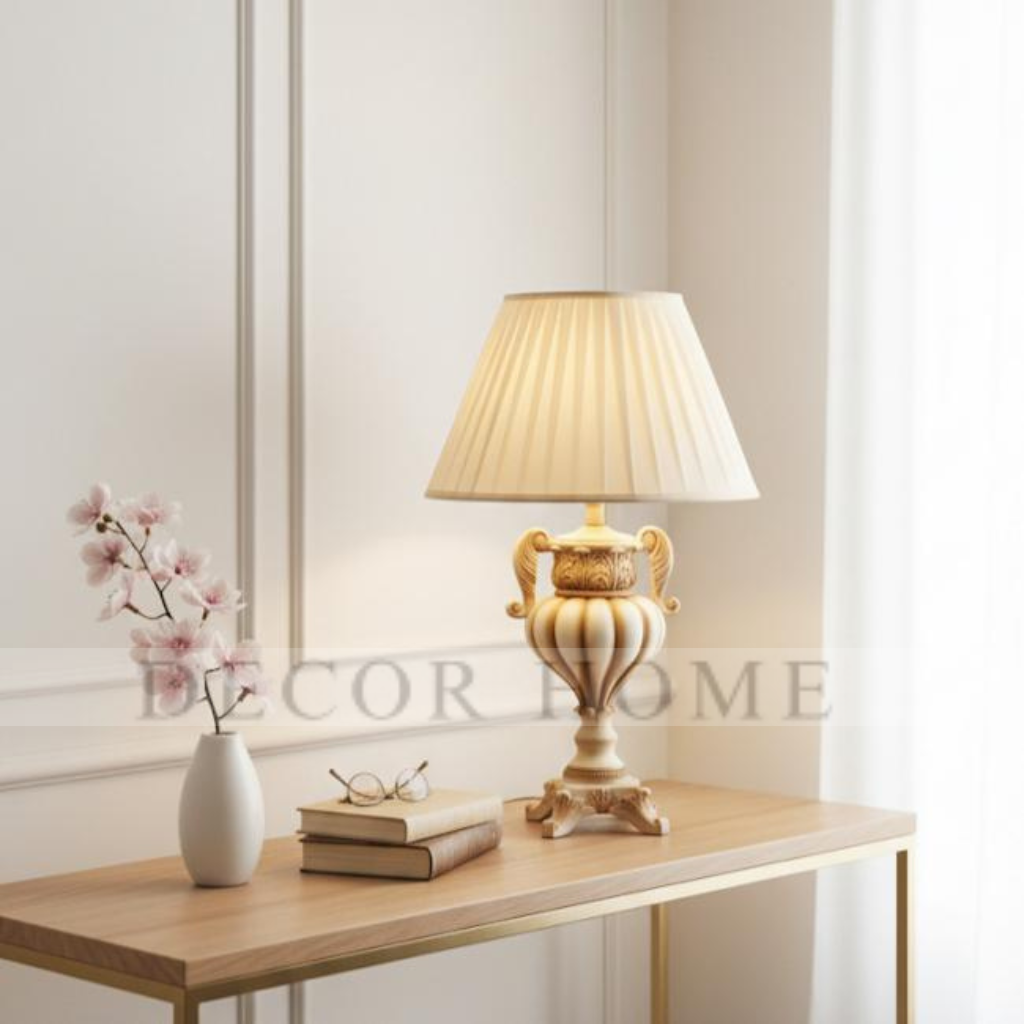 Medieval Golden-White Resin Table Lamp