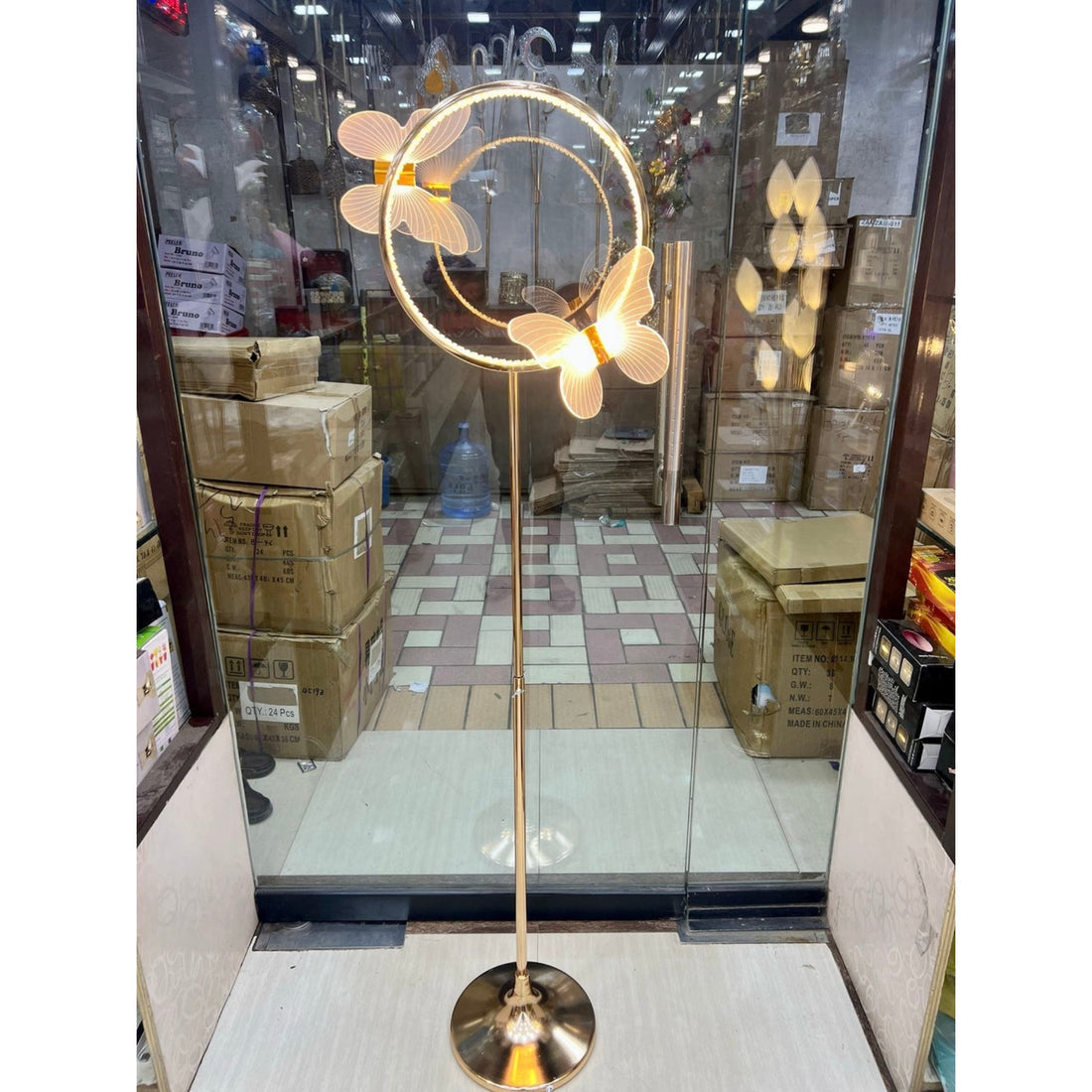 Metal Round Butterfly Floor Lamp