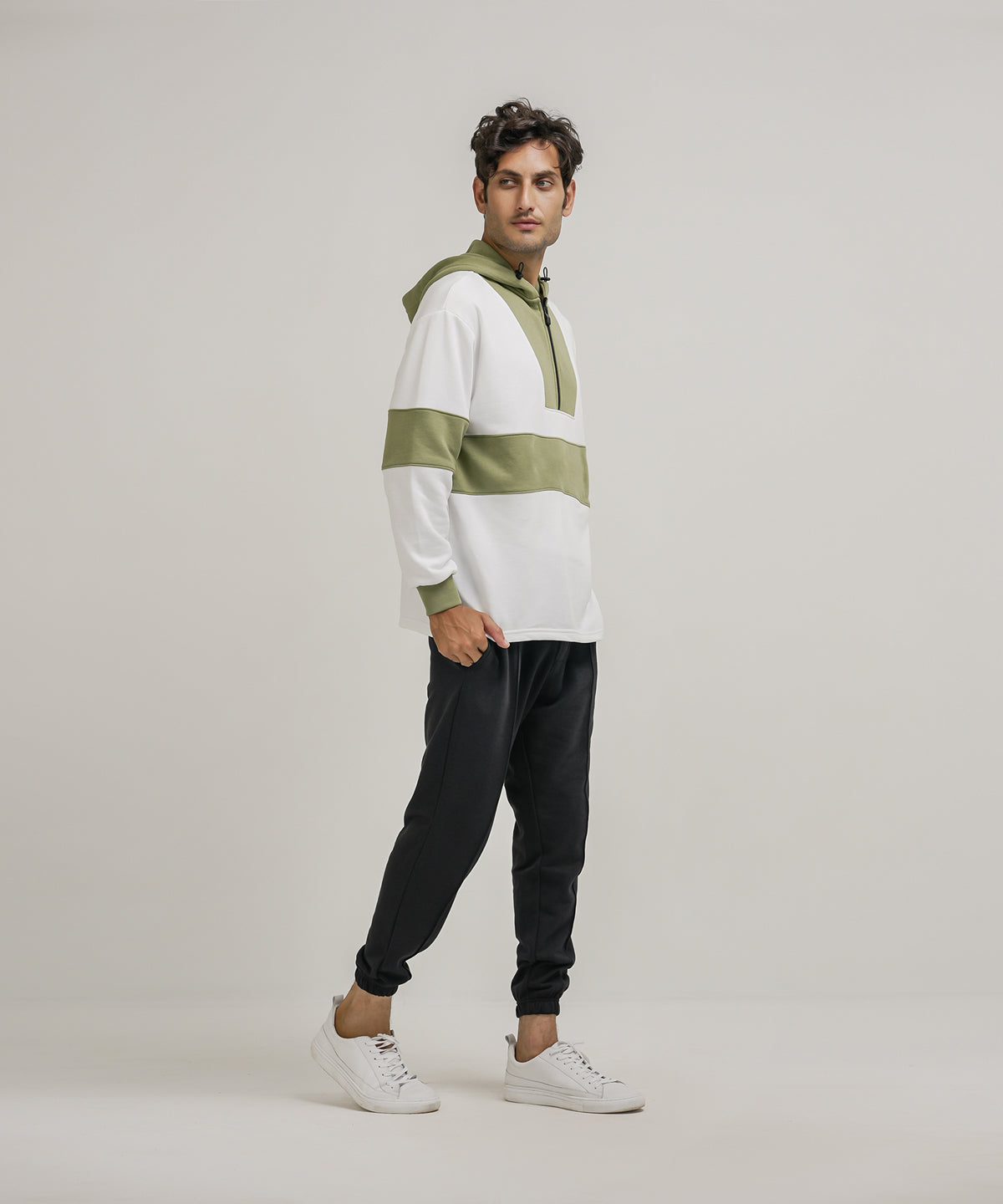 Men's Contrast Panel Hoodie