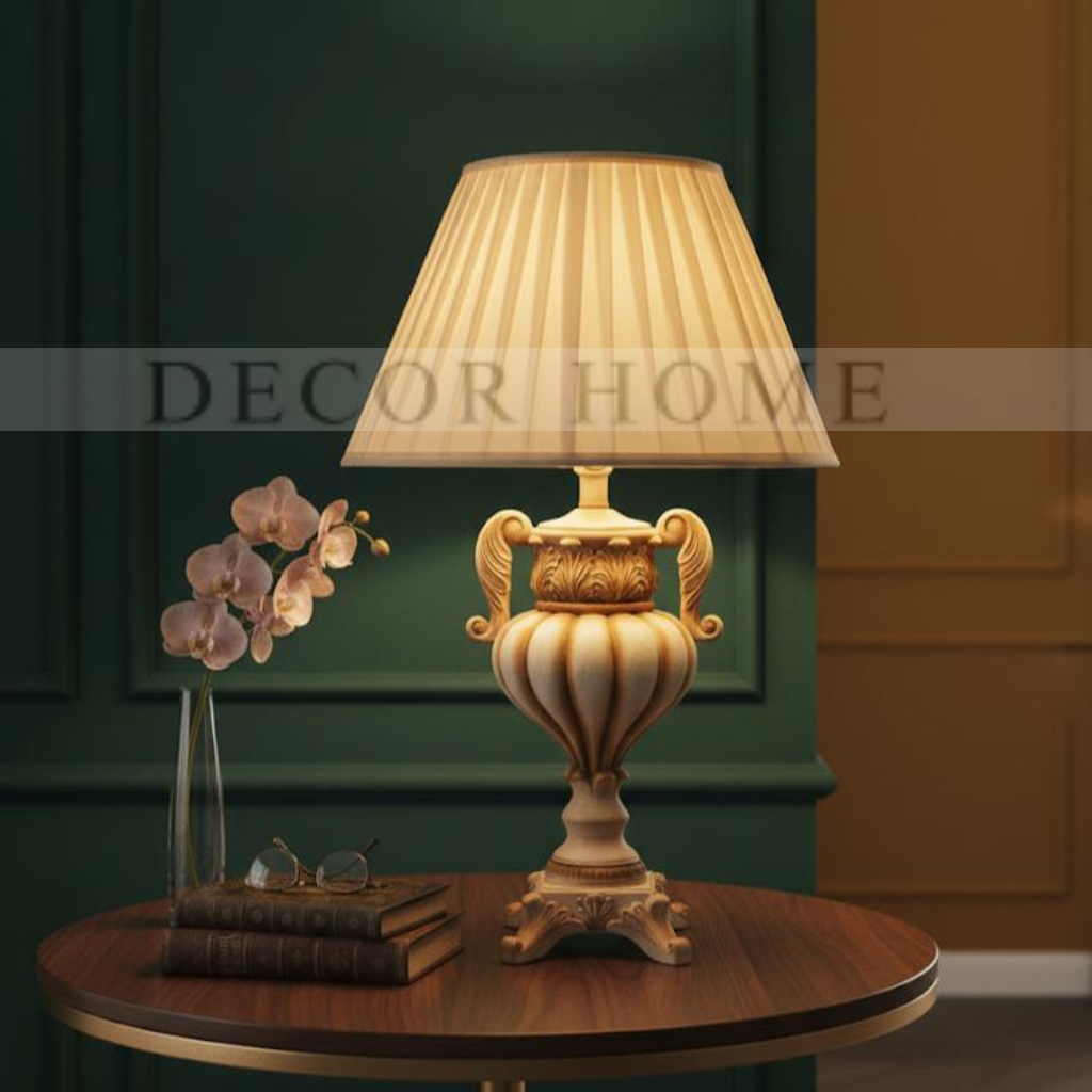 Medieval Golden-White Resin Table Lamp