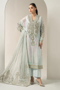 3 Piece Embroidered Chiffon Suit | BDS ice blue