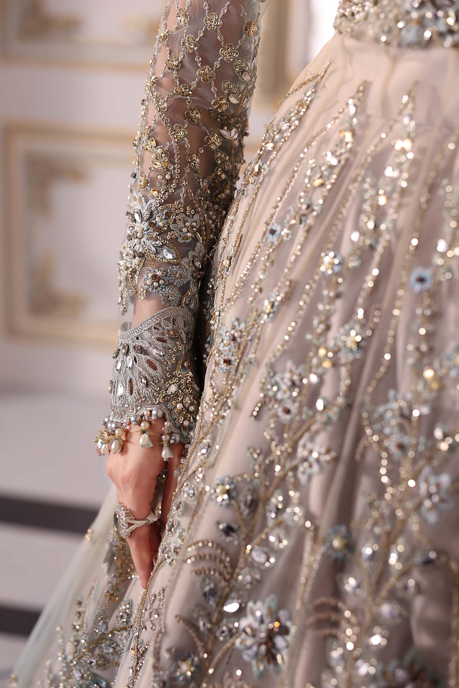 Piece Unstitched Embroidered Net Suit | BD-3002 coffe to aqua