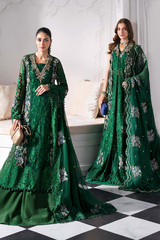 Piece Unstitched Embroidered Chiffon Suit | BD-3008 emerald green mc