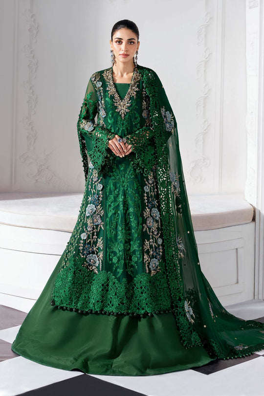Piece Unstitched Embroidered Chiffon Suit | BD-3008 emerald green mc