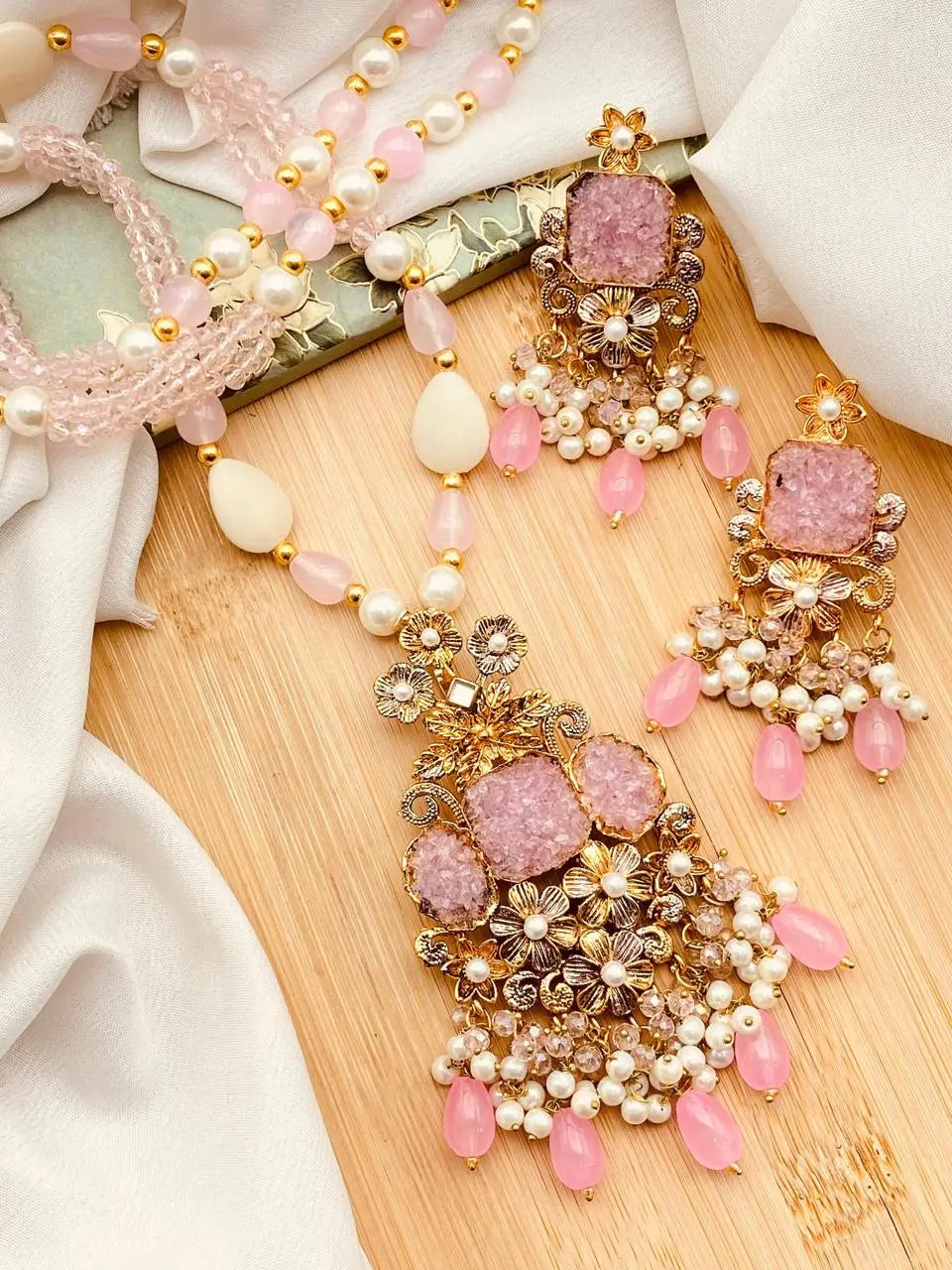 Designer Flower Crush stones Mala set-1951