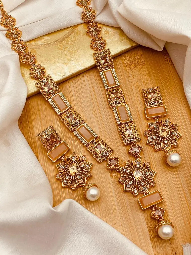 Gold Star Fancy Mala Set with Earring NJ-1557