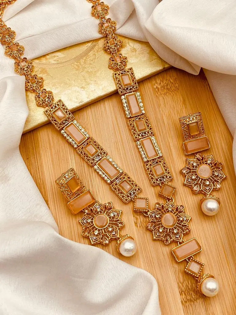 Gold Star Fancy Mala Set with Earring NJ-1557