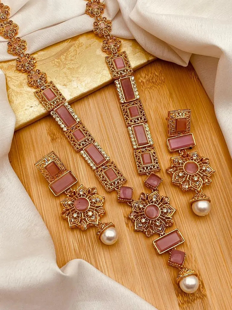Gold Star Fancy Mala Set with Earring NJ-1557