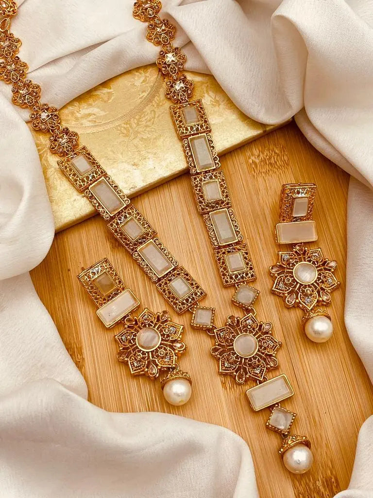 Gold Star Fancy Mala Set with Earring NJ-1557