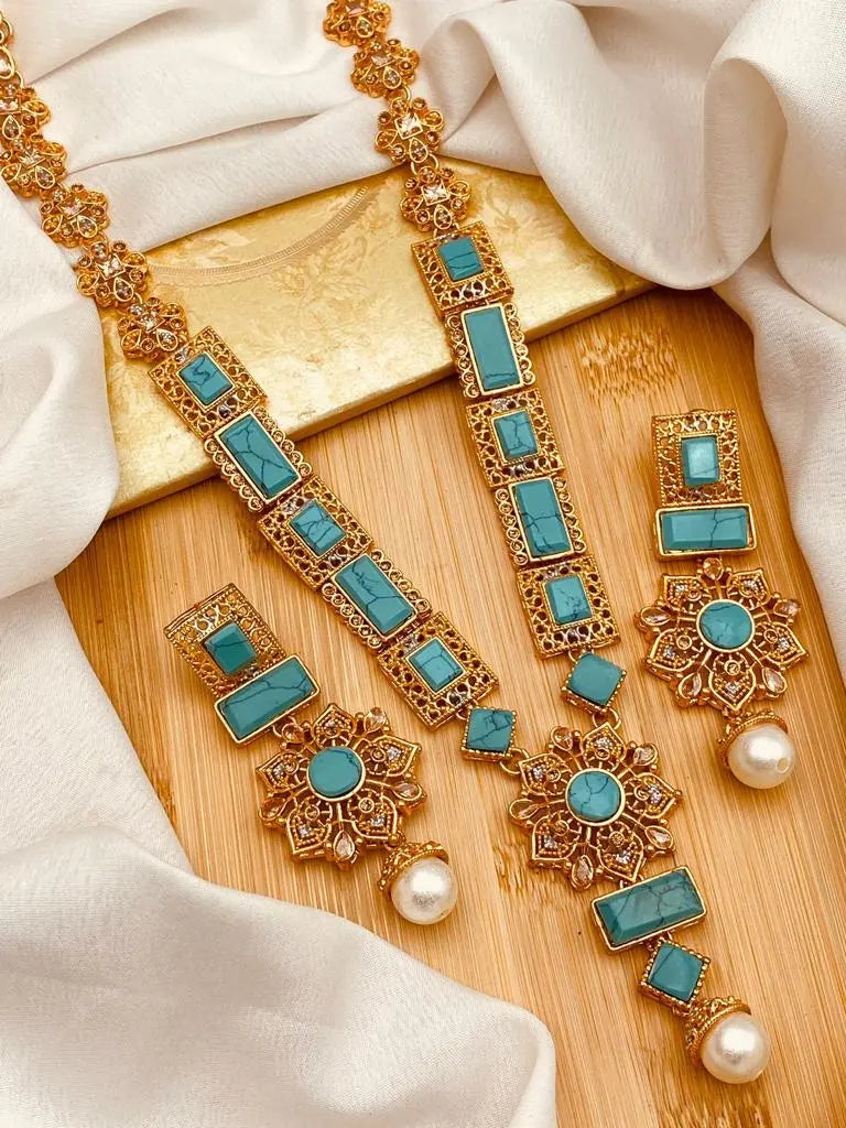 Gold Star Fancy Mala Set with Earring NJ-1557
