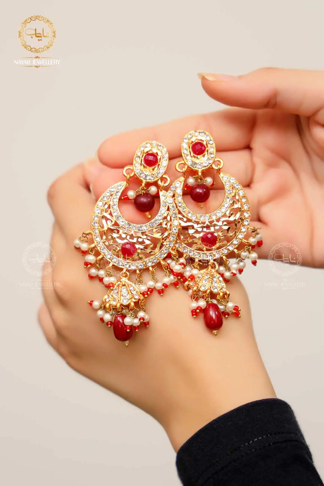 High Quality Mughlai Pearl Mala Set wit Earring NJ-1167
