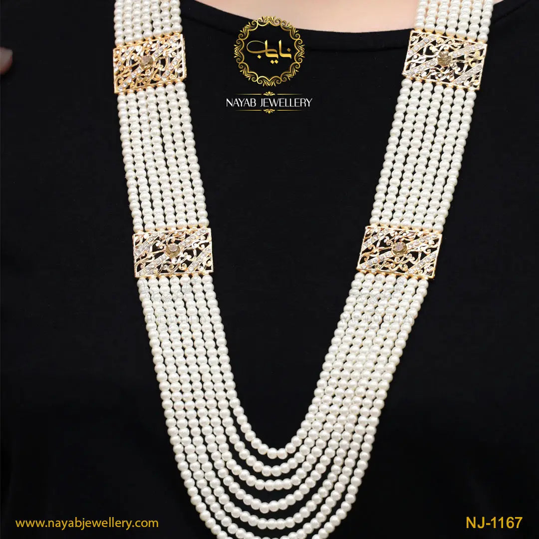 High Quality Mughlai Pearl Mala Set wit Earring NJ-1167