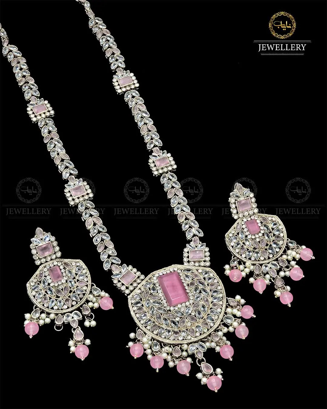 Premium Quality Egyptian Bridal Mala set With Zarcon Stones NJ-1843-S