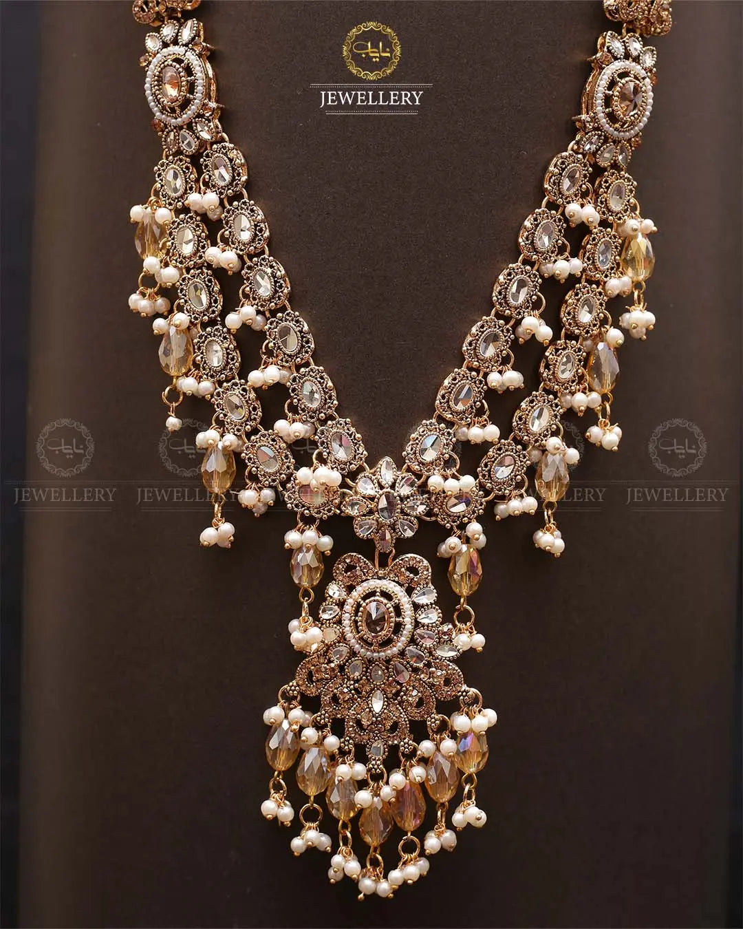 Rajhistani Tulip Lona mala (without earrings)-2307-Golden