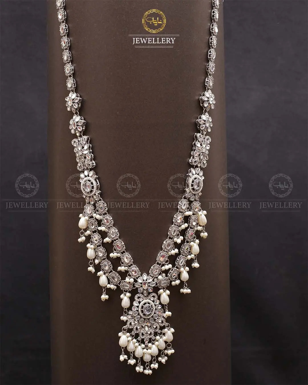 Rajhistani Tulip Lona mala (without earrings)-2307-Silver