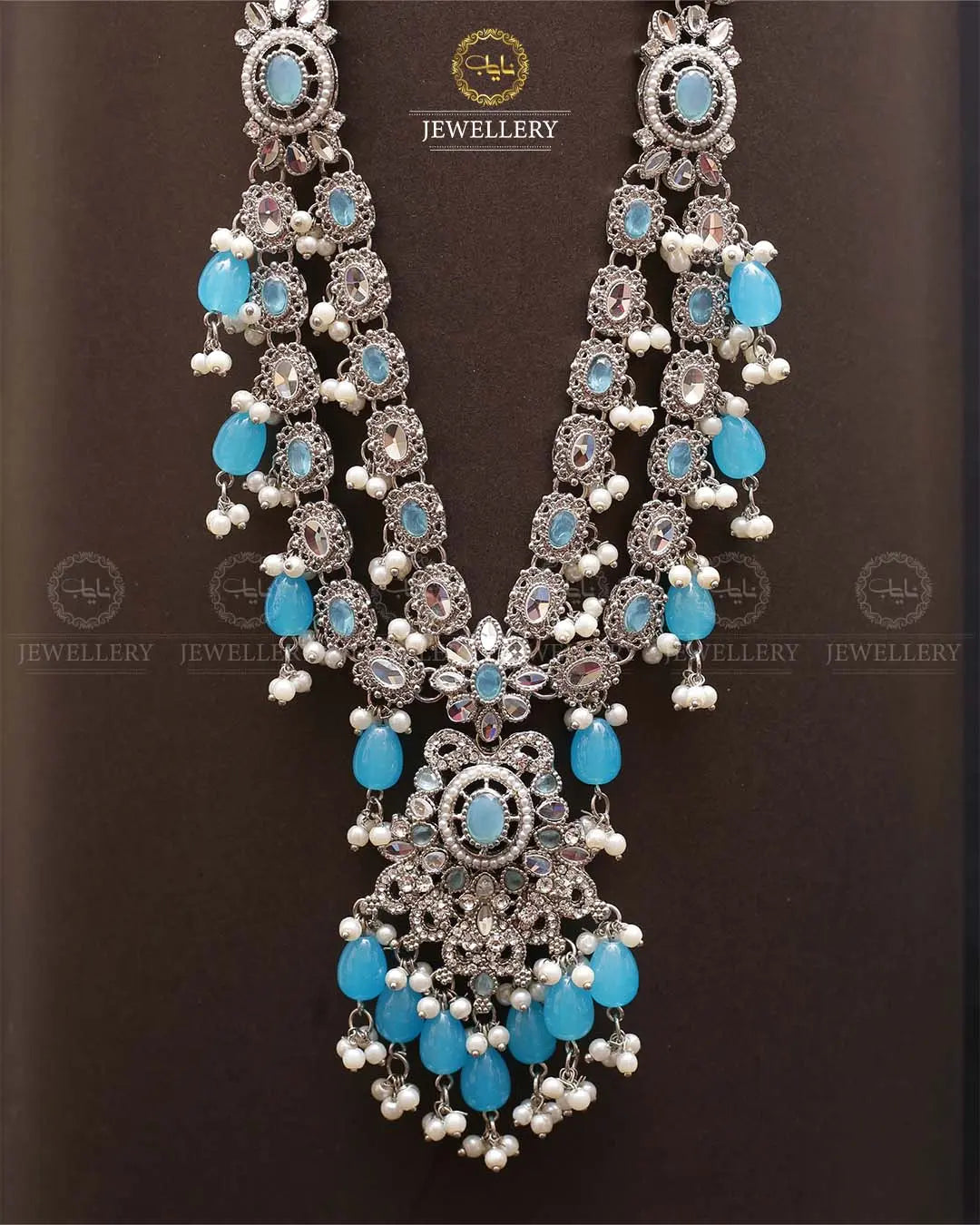 Rajhistani Tulip Lona mala (without earrings)-2307-Silver