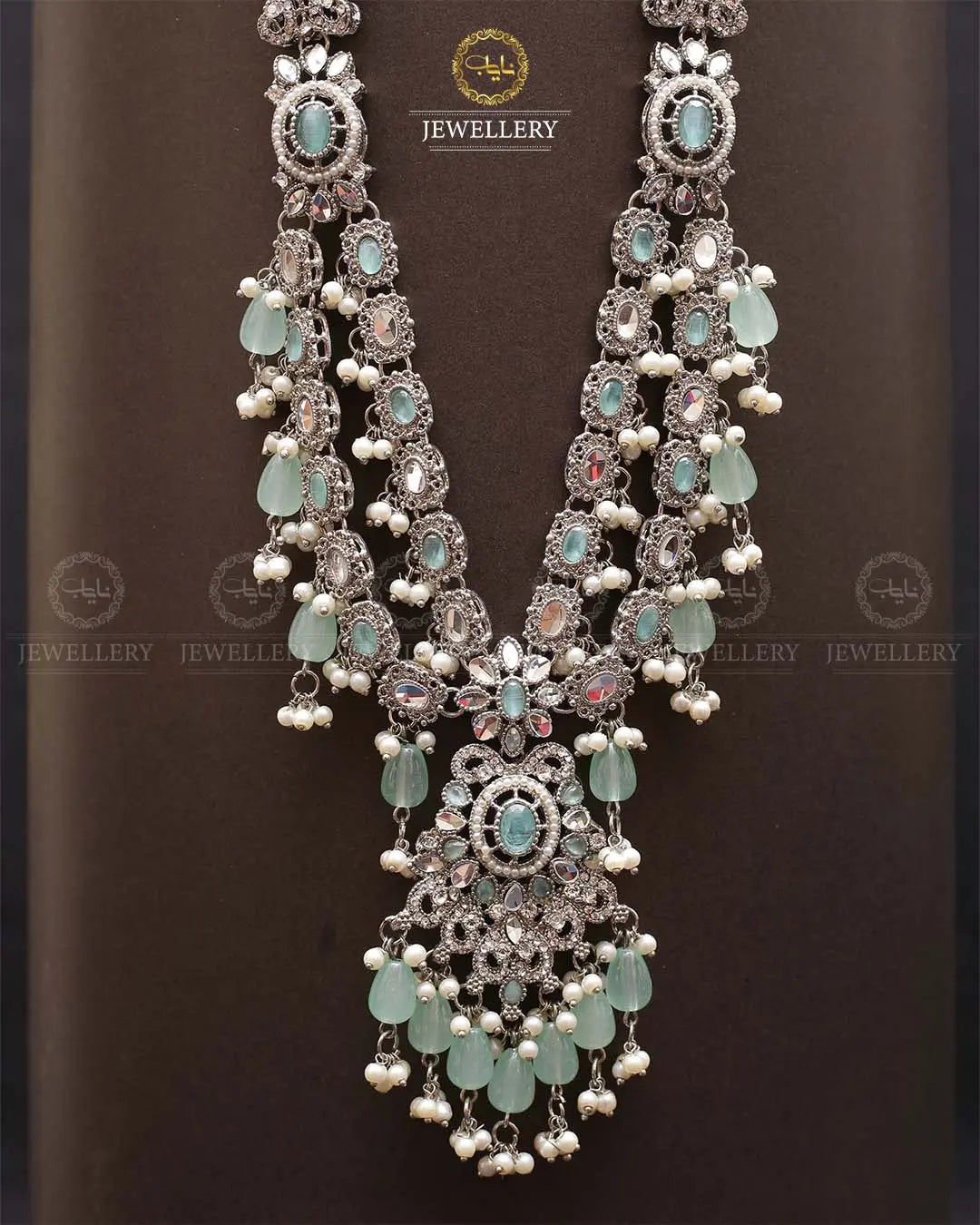 Rajhistani Tulip Lona mala (without earrings)-2307-Silver