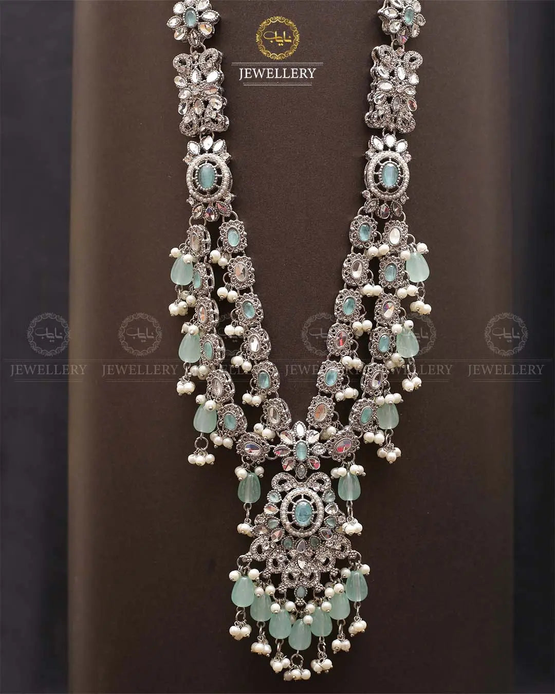 Rajhistani Tulip Lona mala (without earrings)-2307-Silver