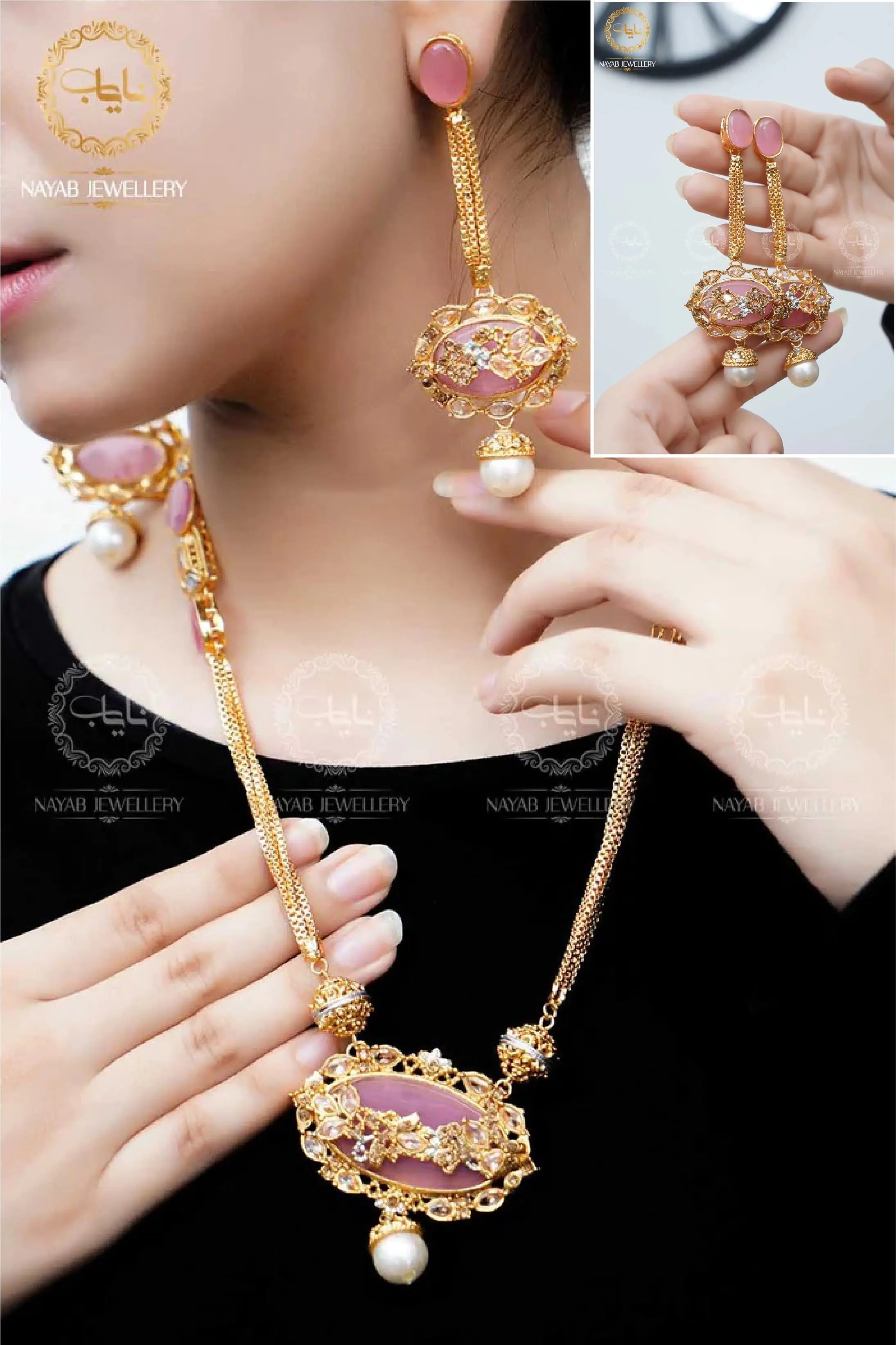 Royal Egyptian Mala Set with Long Earring  NJ-1177