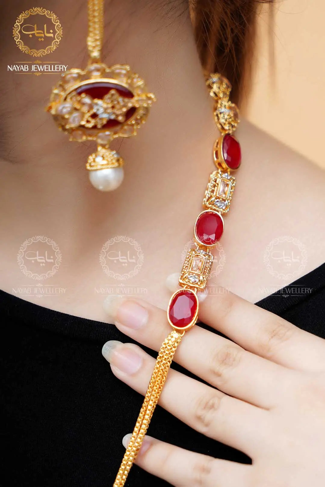 Royal Egyptian Mala Set with Long Earring  NJ-1177