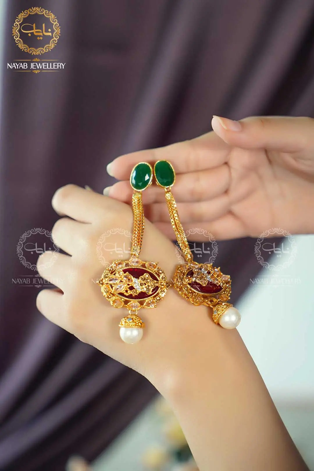 Royal Egyptian Mala Set with Long Earring  NJ-1177