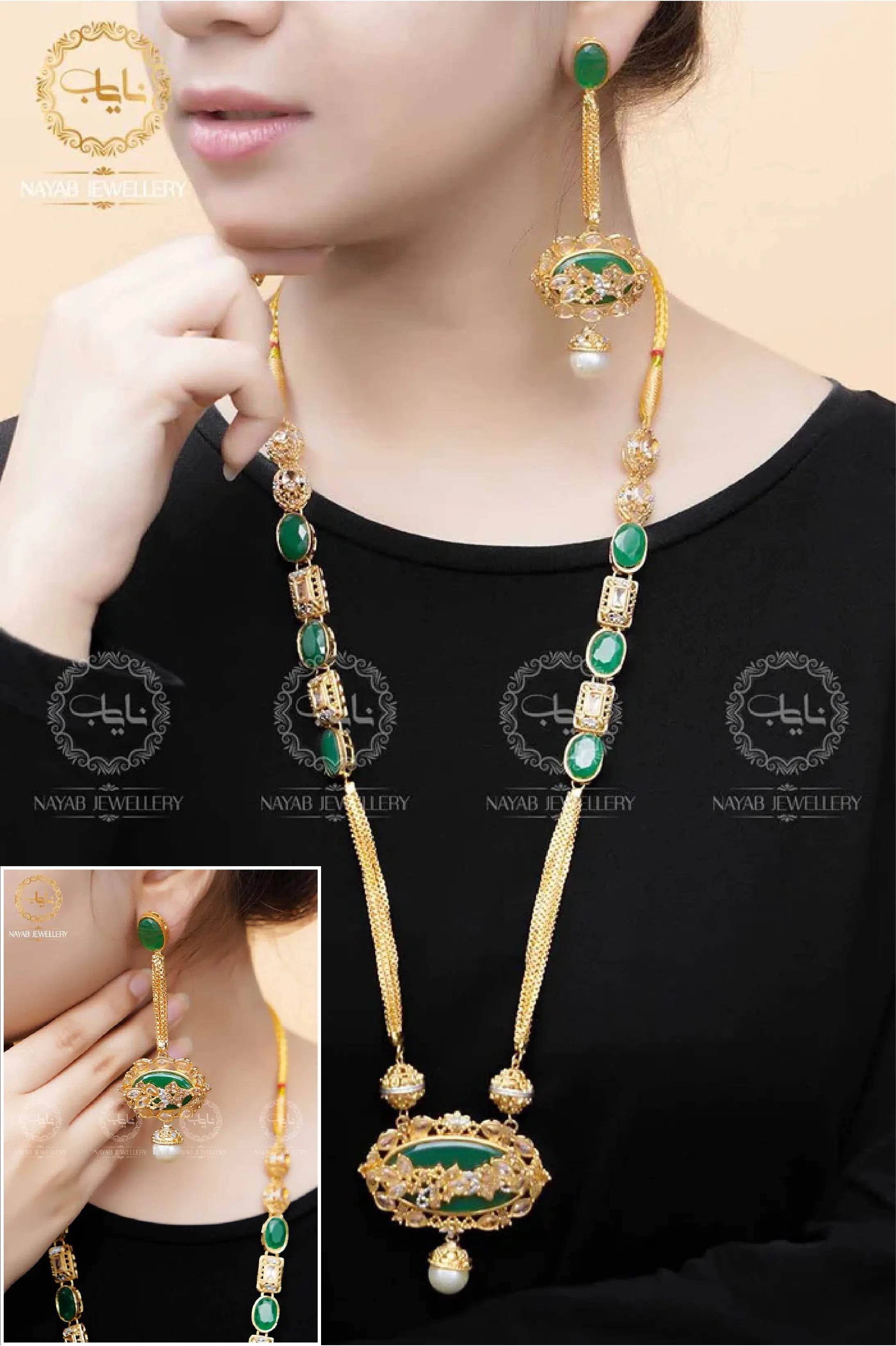 Royal Egyptian Mala Set with Long Earring  NJ-1177