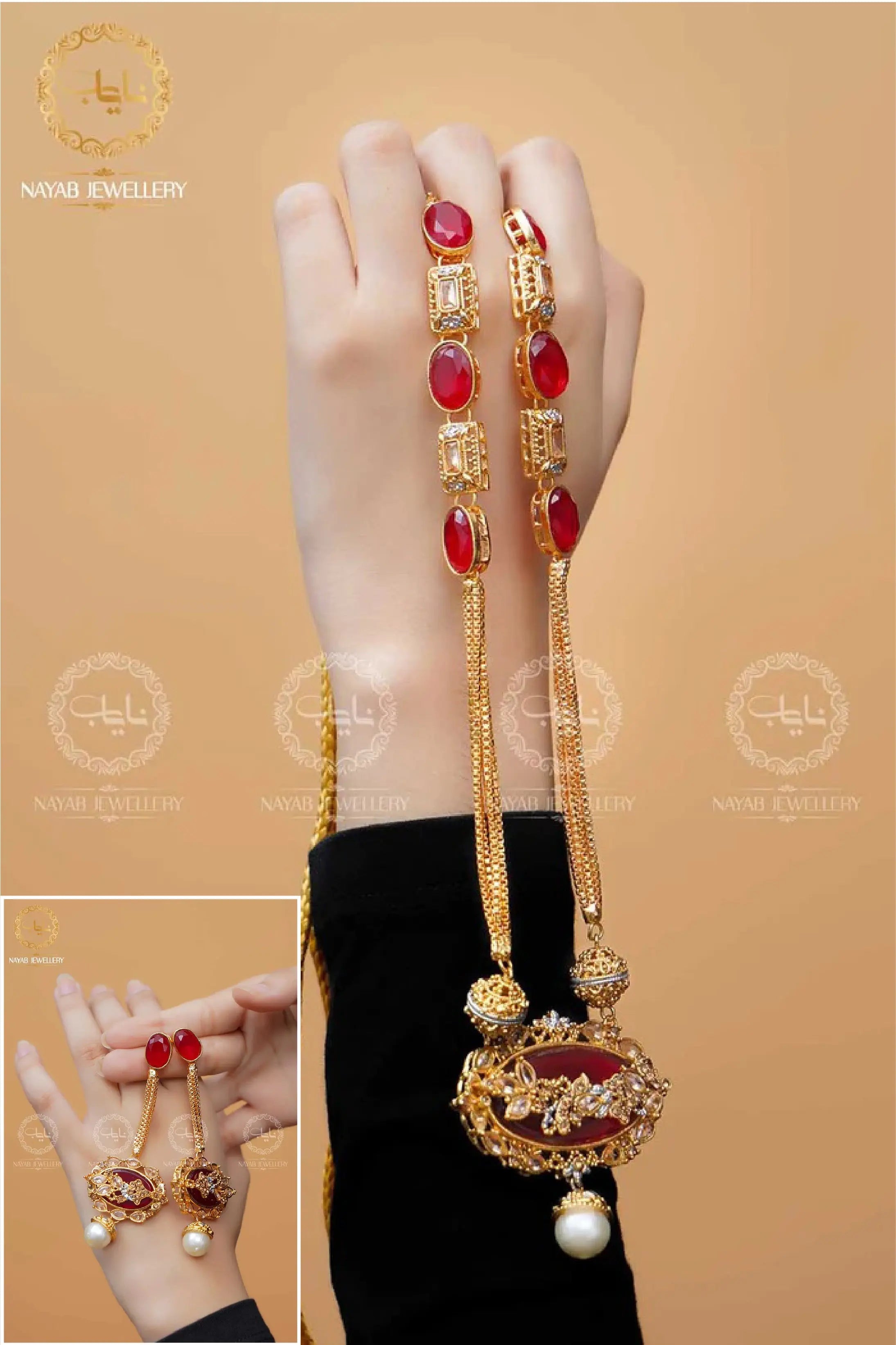 Royal Egyptian Mala Set with Long Earring  NJ-1177