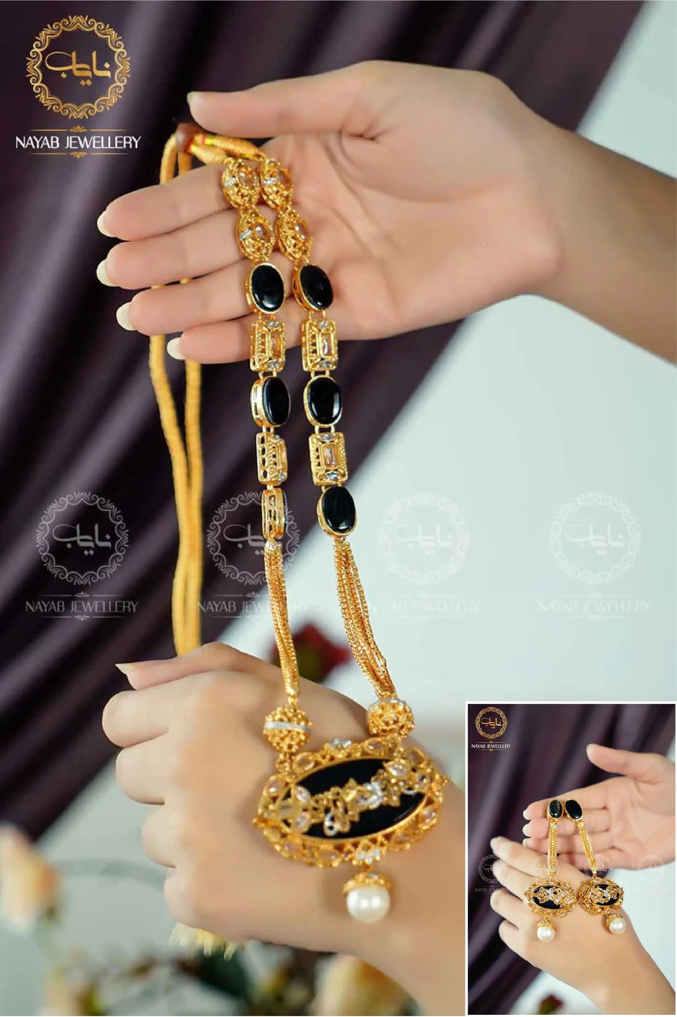 Royal Egyptian Mala Set with Long Earring  NJ-1177
