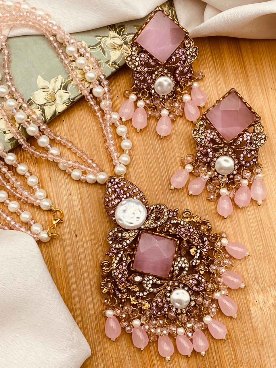 Mother Pearl Turkish Dimond Cut Mala Set-2755