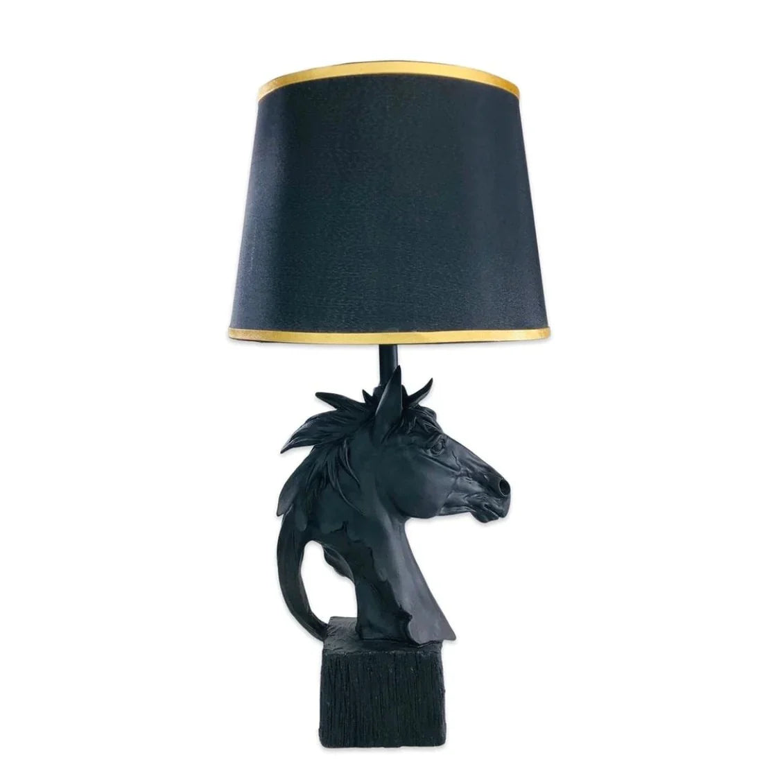 MATT BLACK STALLION HORSE LAMP